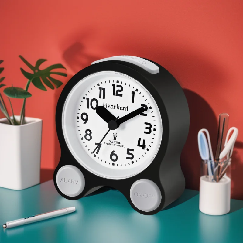 

Talking Alarm Clock Speaking Time and Temperature Backlight Snooze Desktop Clear Voice Calendar Electronic Table Clock Bedroom