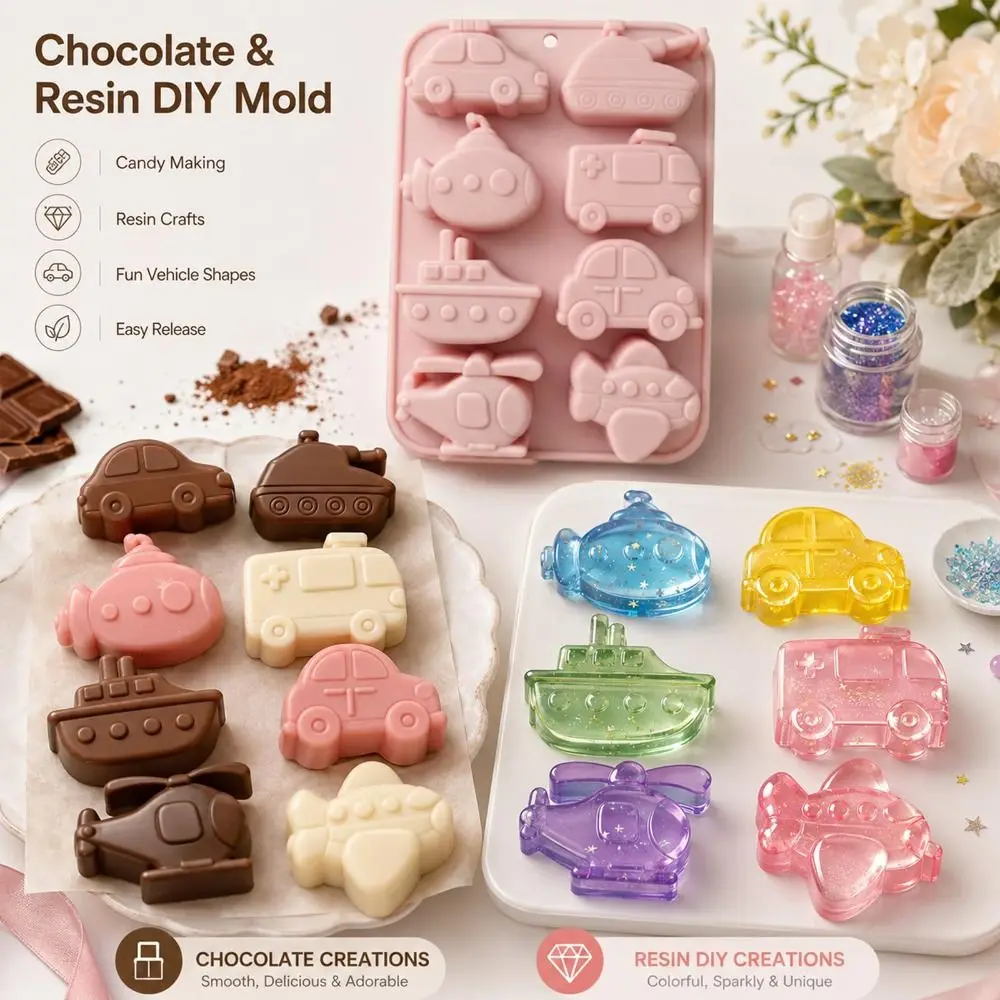 Transportation Theme Mousse Cake Mold 8 Options Flexible Chocolate Dessert Mold Non-Stick Reusable Baking Mould Baking Tools
