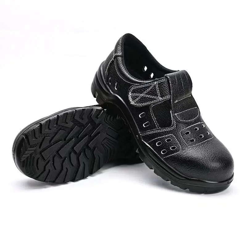 men casual breathable steel toe cap safety shoes soft leather working boots outdoors summer worker sandals safe footwear protect