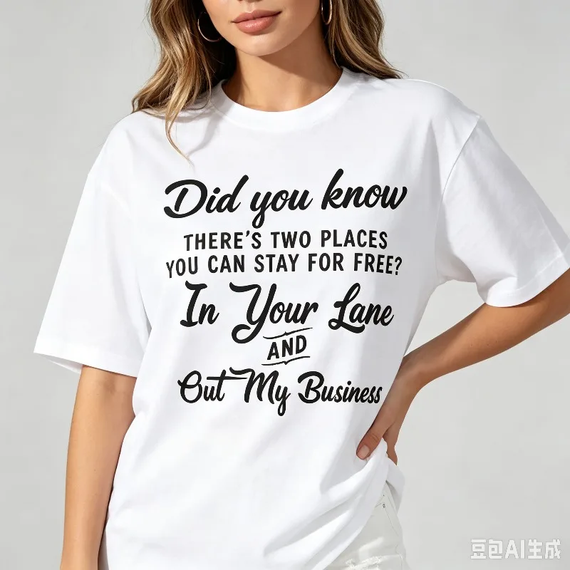Did you know THERE'S TWO PLACES YOU CAN STAY FOR FREE Sassy Quote Print Women T‑Shirt Modal Soft Short Sleeve Tee