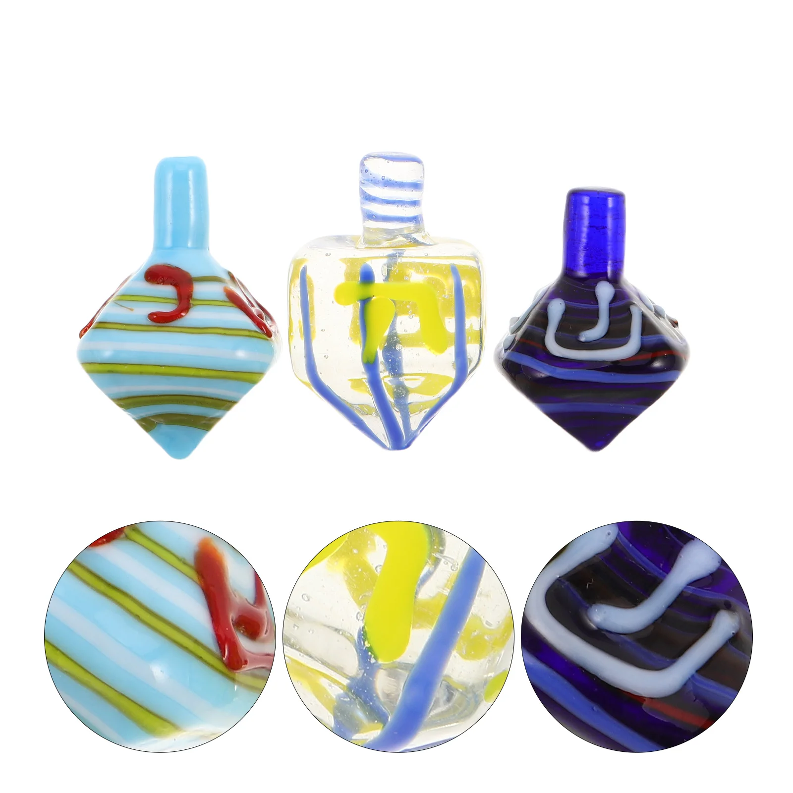 

3 Pcs Gift Hanukkah Gyro Set Dreidel Game for Paperweight Elegant Dreidels Glass