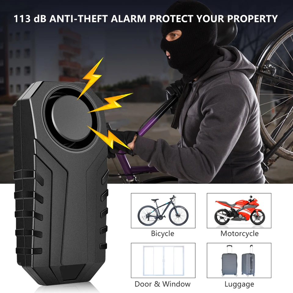 USB Charge Wireless Bicycle Vibration Alarm  Waterproof Motorcycle Electric Bike Alarm Remote Control Anti Lost Security Sensor
