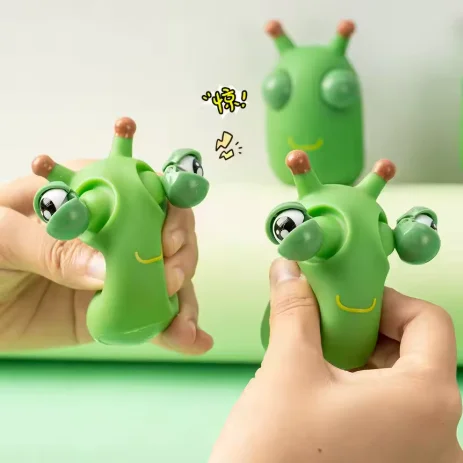 Green Bug Pop It Eye Squeeze Toy Funny Antenna Worm Stress Relief Fidget Toy Creative Squishy Decompression Toy Gift for Kids Adults Party Favors