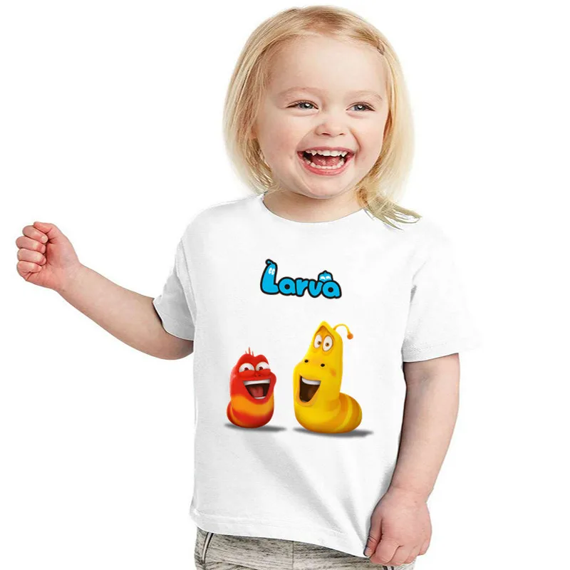 

Korea Hilarious Insect Larva Cartoon Print Boys T-shirts Summer Short Sleeve Funny Kids T shirt Baby Girls Clothes Children Tops