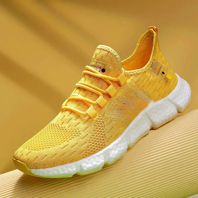 High Quality Men Shoes Popcorn Sole Fly Weave Sneakers Breathable Running Tennis Shoes Comfortable Casual Walking ShoeS Women