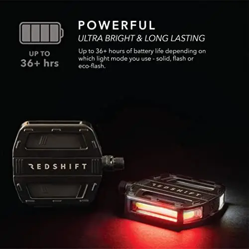 Bicycle Pedals with LED Lights, Auto On-Off, 36+ Battery, USB Rechargeable, Waterproof, Flat Aluminum Bike