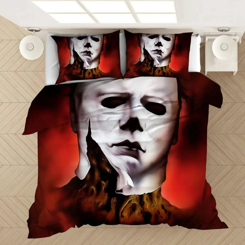 3D Print Horror Michael Myers Halloween Bedding Set Boys Girls Twin Queen Size Duvet Cover Pillowcase Bed Kids Adult