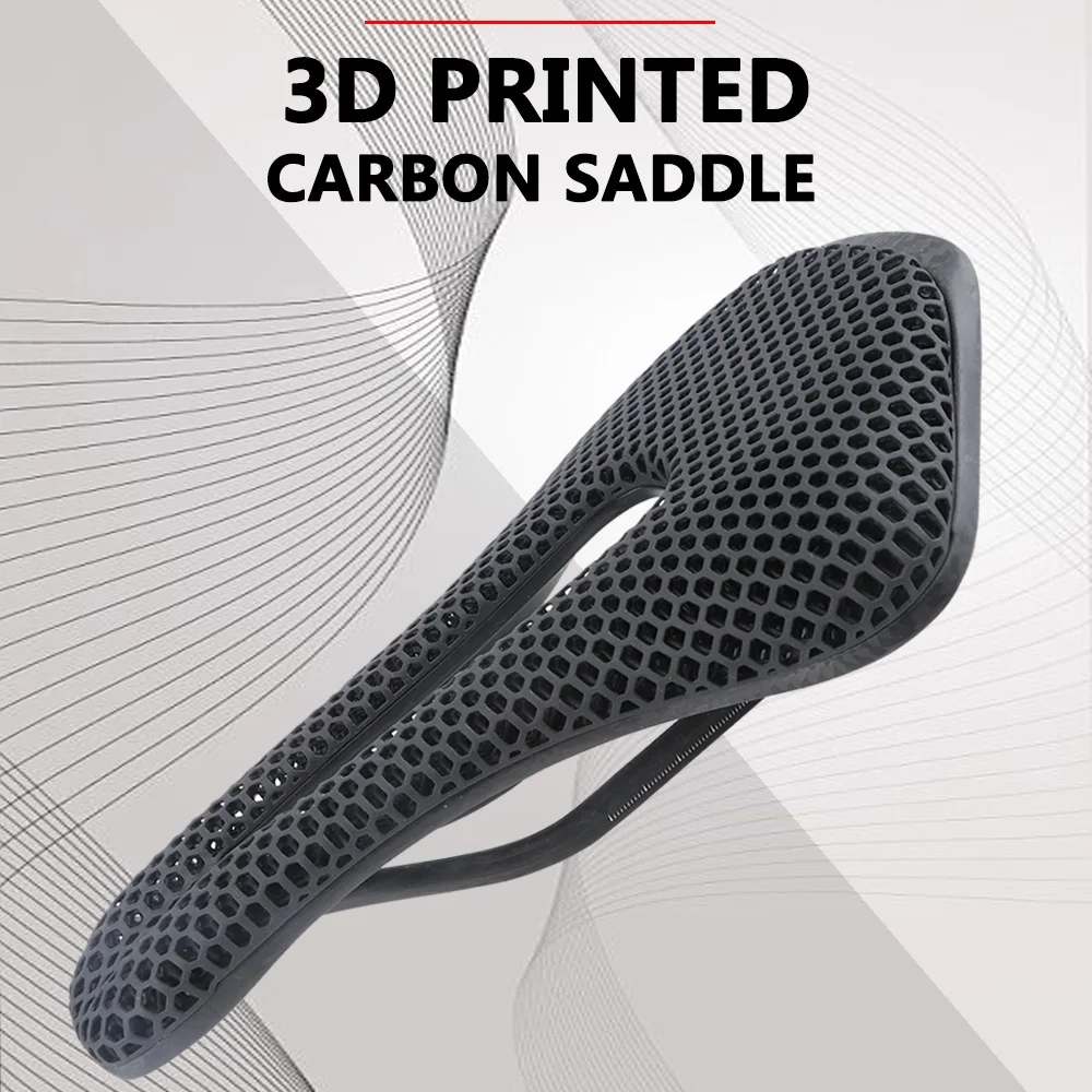 

Ultralight Carbon Fiber 3D Printed Bike Saddle MTB Mountain Road Hollow Comfortable Breathable Cycling Honeycomb Seat Cushion