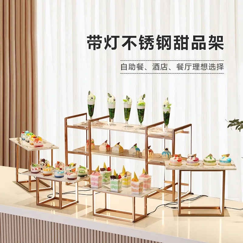 

Stainless steel dessert table display stand hotel banquet coffee break cold meal table fruit plate afternoon tea snack rack cake