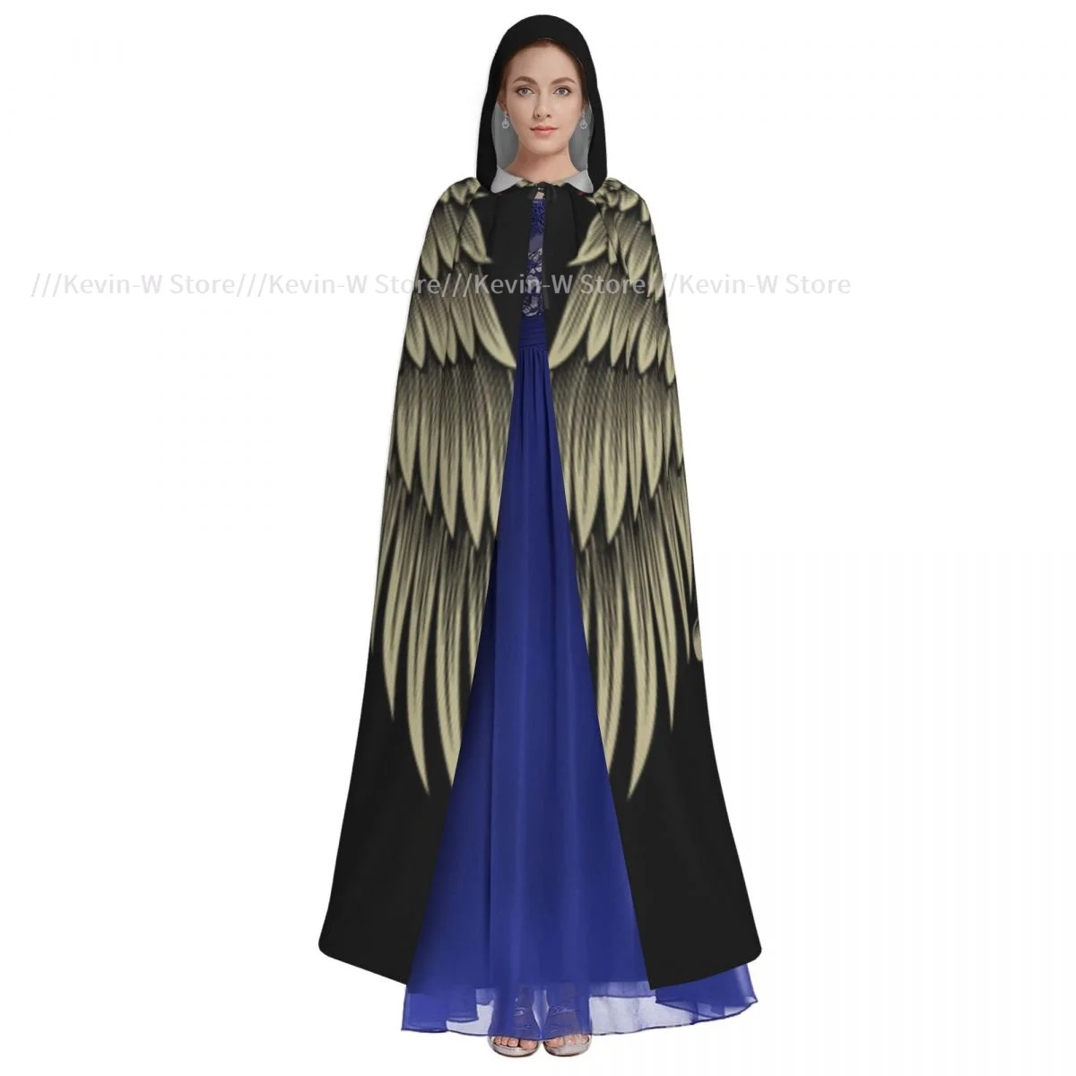 Long Cape Cloak Two Faced Skull With Wings And Sword Hooded Cloak Coat Autumn Hoodies