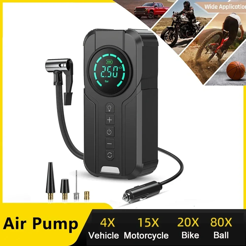 New Car Inflator Tire Pump Portable Car Air Compressor for Motorcycles Bicycle Boat Tyre Inflator Digital Auto Inflatable