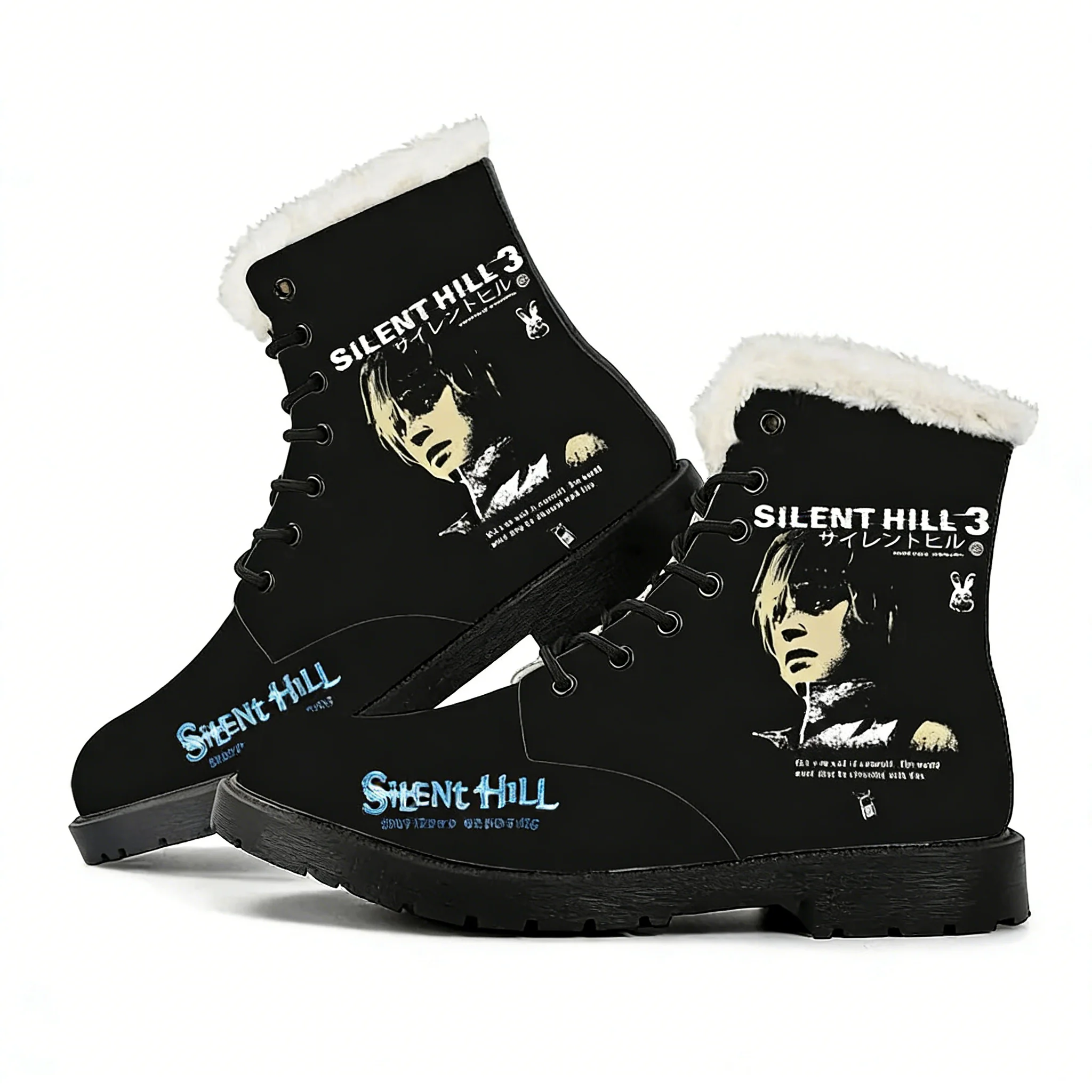 

Silent Hill 3 Men Women Plush Boots Mens Womens Horror Game Fun Teenager Shoes Casual Boot Light Retro Casual Customize Shoe