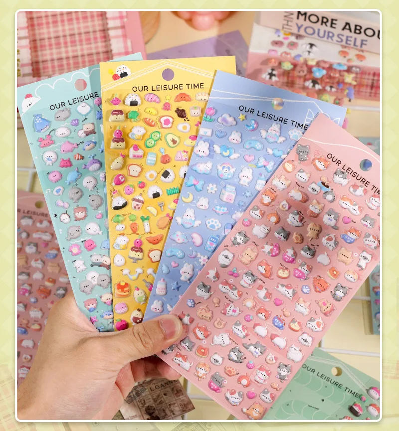 Nieuwe cartoon dierenschuimstickers – gezwollen stickers met kleine deeltjes, 3D DIY decoratieve stickers voor telefoonhoesjes