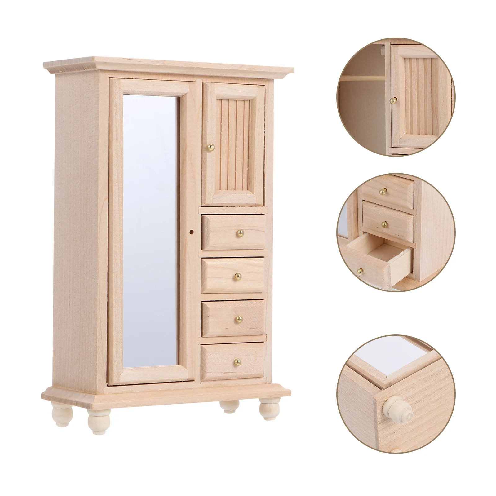 

House Mini Furniture Wardrobe Decoration Wooden for Simulation Ornament Toy Model