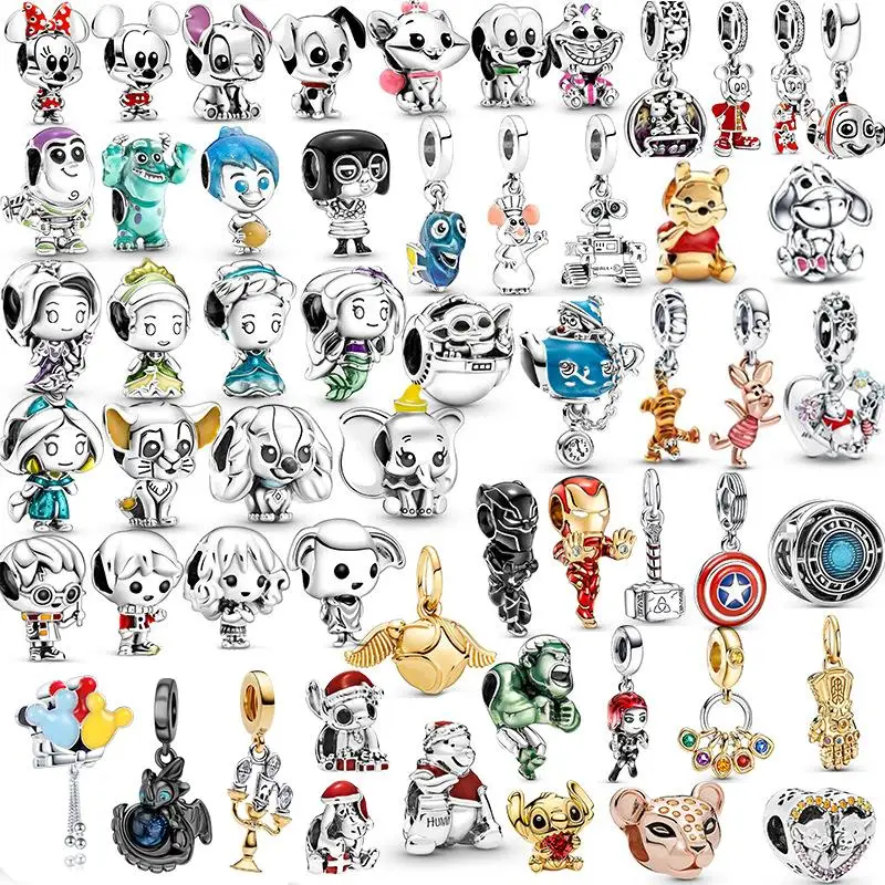 

925 Silver Disney Pendant Mickey Winnie Cute Series Charms Beads Fit Bracelet Necklace Women DIY Festival Luxury Jewelry Gifts