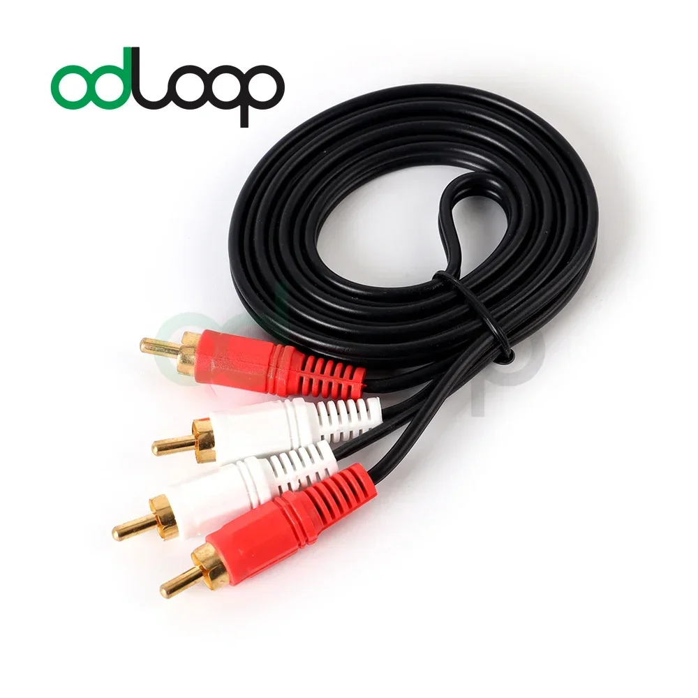 ODLOOP Dual 2 สาย RCA สายสัญญาณเสียงสเตอริโอชายถึงชายสายเชื่อมต่อสีดํา