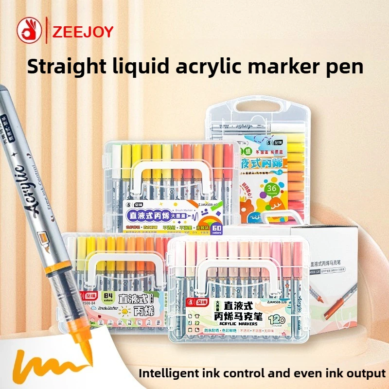 

ZEEJOY 120/1 Colors Direct-liquid Acrylic Art Markers Paint Pens Brush Tip Paint Markers School DIY Art Supplies Stationery