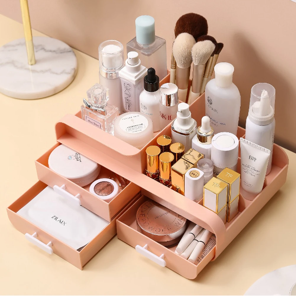 Multifunctional Plastic Desk Organizer with Drawers