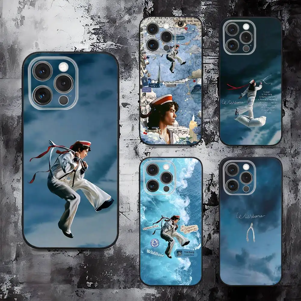 

C-Conan Gray Wishbone Phone Case For iPhone 16,15,14,13,12,11,Pro,Max,Plus,X,XS,SE,E,Mini,Soft Silicone Black Case