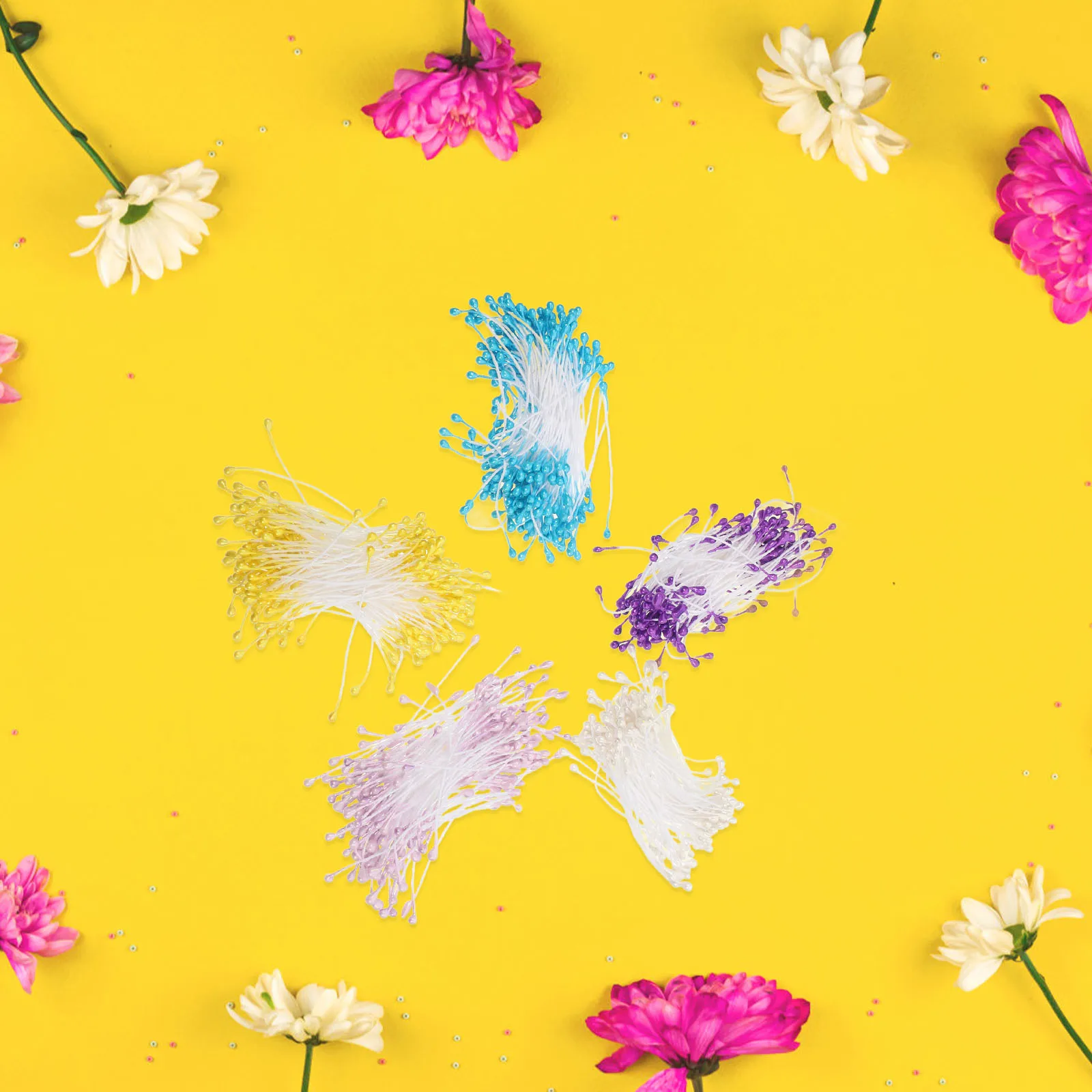 

750 pcs Double Headed Artificial Floral Stamens Vibrant Sturdy Diy Flower Pistils For Crafts Wedding Scrapbooking Decoration