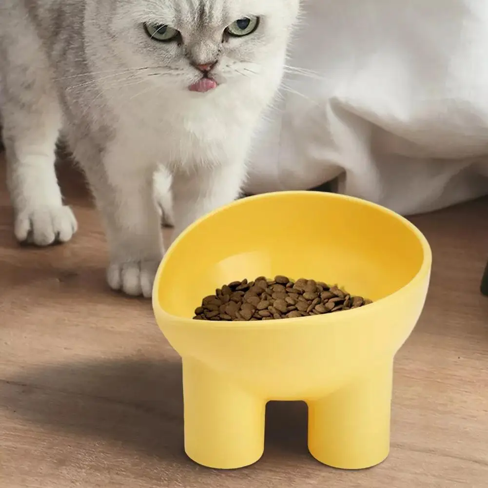 Pet Supplies Macaron Color Elephant Leg Bowl Neck Protection Oblique Mouth Cat Bowl Anti-tip Plastic Pet Bowl High-legged Cat Bo