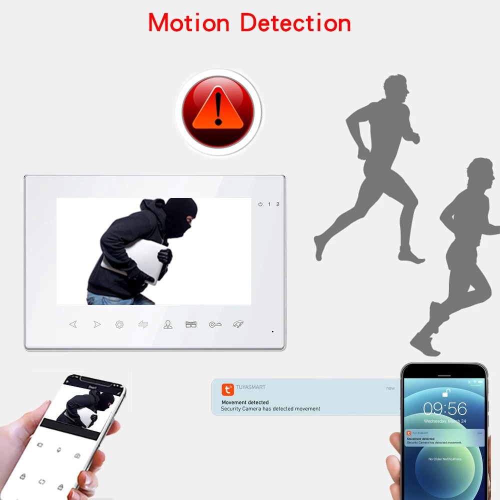 Intercomunicador de vídeo WiFi para casa, campainha de vídeo com fio, câmera para apartamento, Tuya Smart, 1080P, 7\