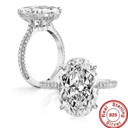 Classic Lady Lab Diamond Ring 100% Real 925 Sterling Silver Party Wedding Band Rings for Women Bridal Engagement Jewelry Gift