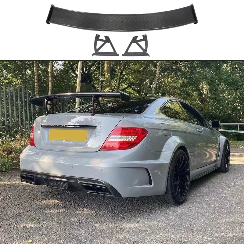 For Mercedes Benz C-Level 204 C63 AMG Coupe 100%Real Carbon Fiber Black Series Trunk Spoiler Rear Wing 4Door 2007-2014 BS Style