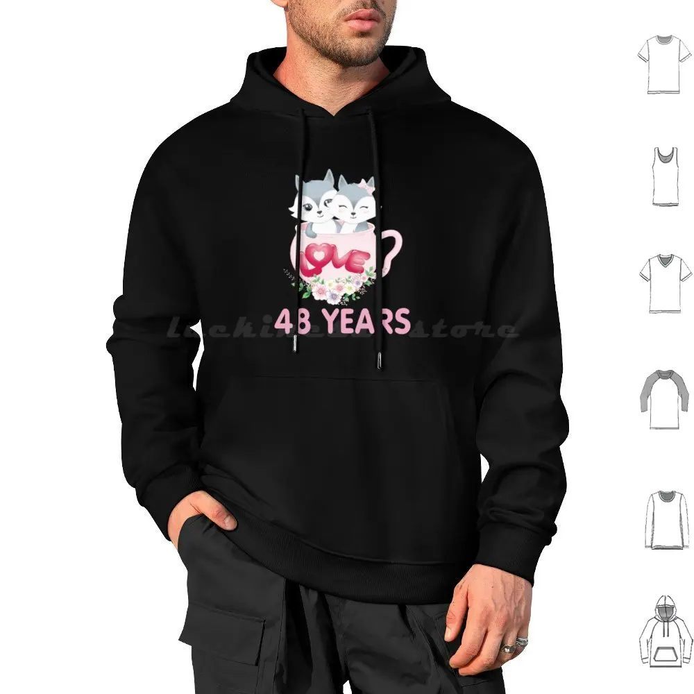 48Th Year Anniversary 48 Years Anniversary Hoodie cotton Long Sleeve Anniversary Wedding 48 Years Wedding 48Th Wedding