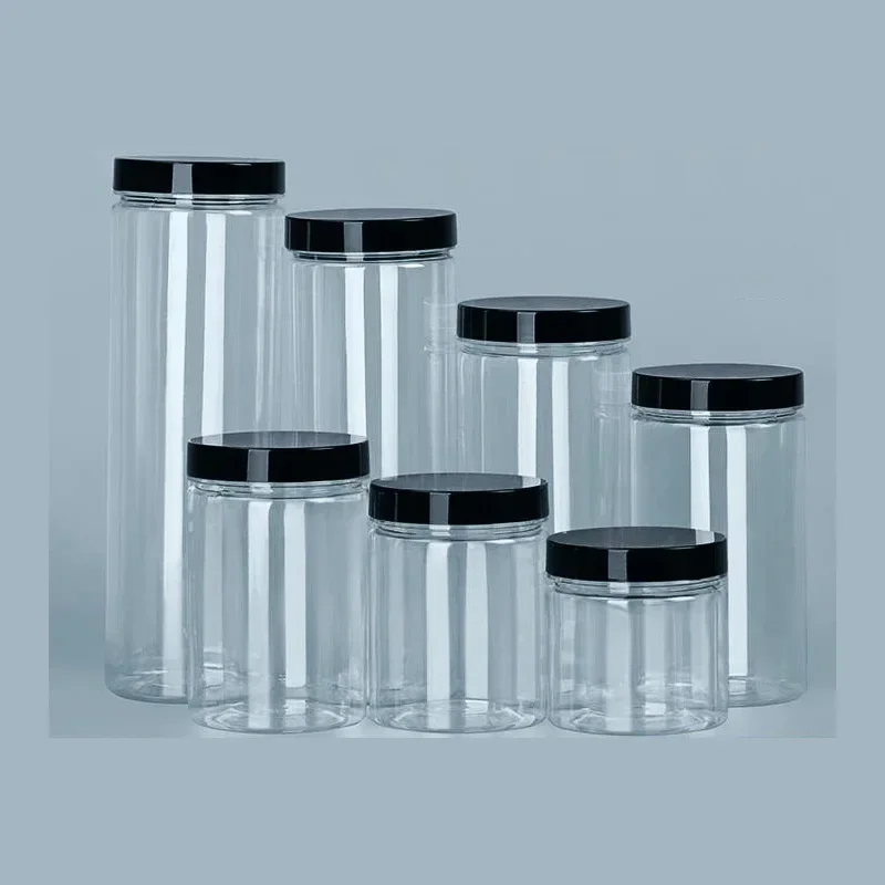 Clear Sealed Can With Lid Plastic Empty Packing Bottle Circular Storage Bucket Biscuit Jar Food Grade Sealed Cans food storage