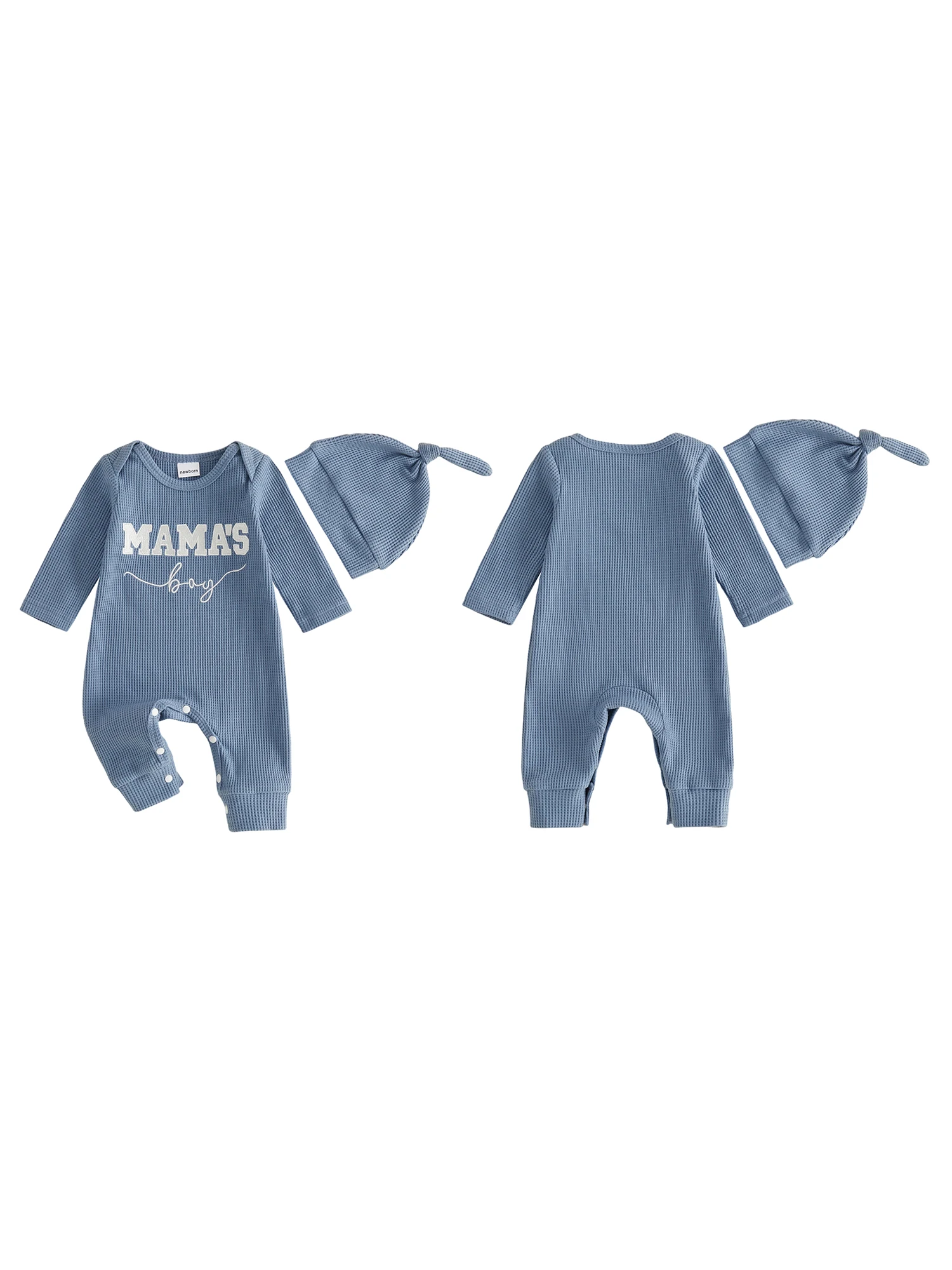 Fall Embroidered Long Sleeve Embroidered Sleeve Romper Long Baby-Boy Fall Outfit Waffled Newborn Baby Boy
