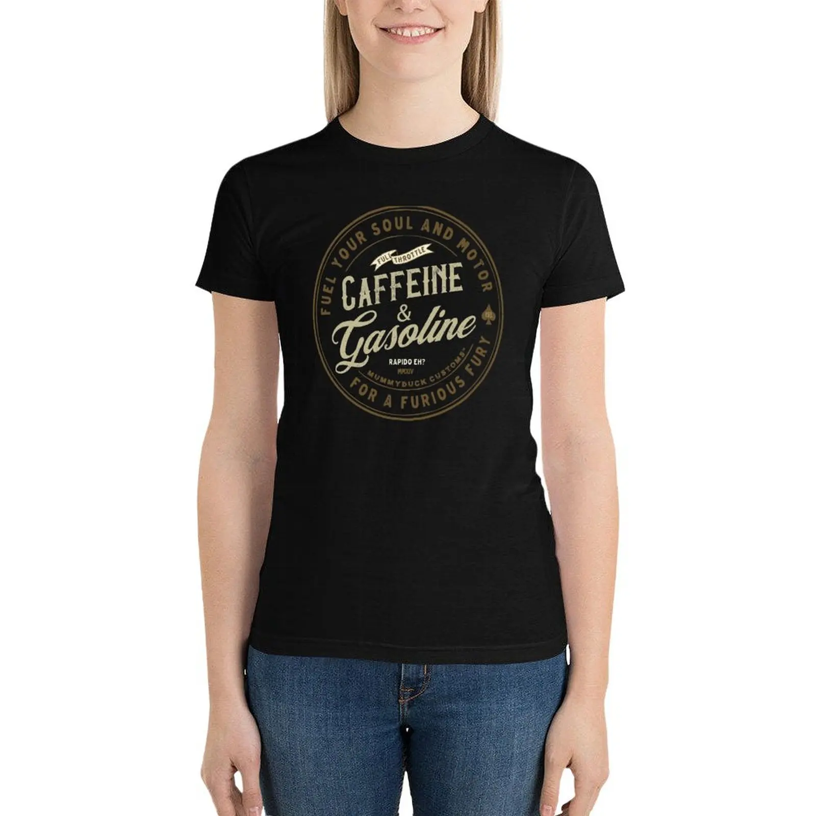 Caffeine & Gasoline T-Shirt summer top hippie clothes summer tops spring clothes Women 2024