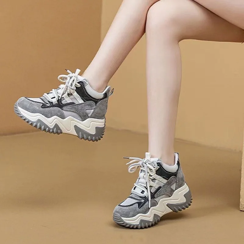 Thick Sole Dad Shoes Women 2023 Autumn/Winter New Korean Edition Color Matching Trend Versatile Candy Color Casual Sports Shoes