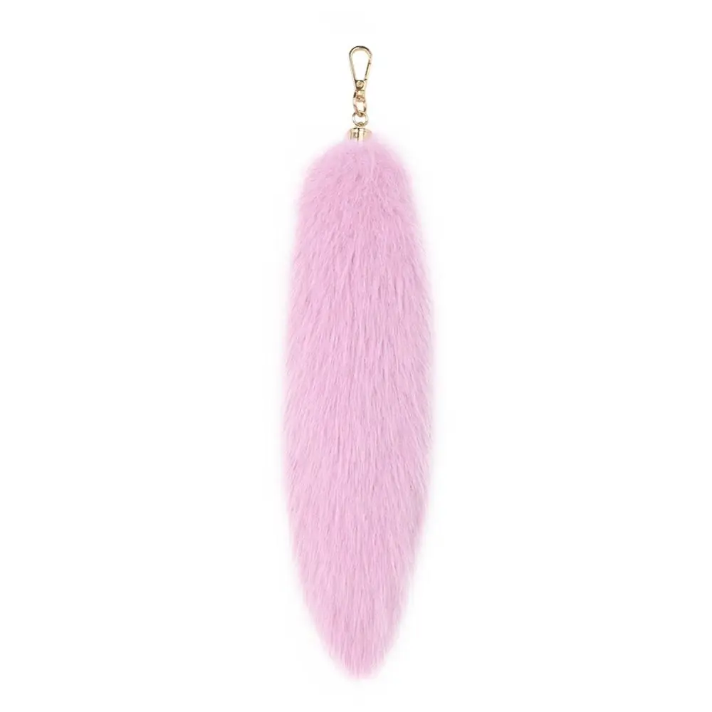 Fashion Long Hair Fur Tails Pendant Bag Charms Keys Holder Tail Hanging Keychain 31cm Fluffy Plush Tail Keyring Women Ladies