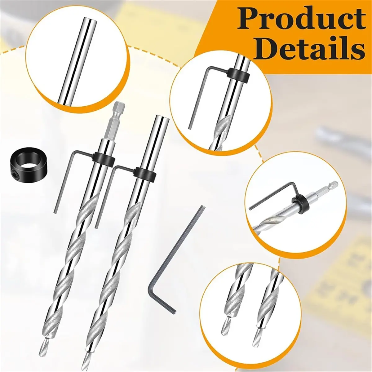 لقمة ثقب الجيب ABPP مقاس 3/8 بوصة، ومثاقب بديلة سداسية 1/4 وعرقوب مستديرة مع توقف مثقاب عميق للجيب اليدوي