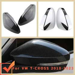 Rear View Mirror Cover Sticker for VW T-cross Tcross 2018-2023 Rearview Side Mirror Trim Carbon Fiber Decoration Car Accessories