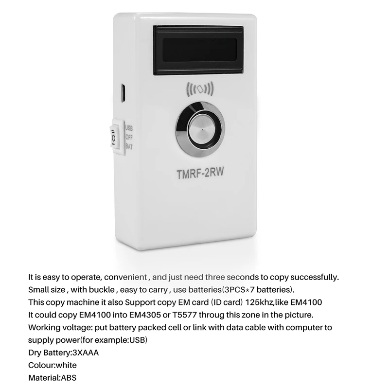 TMRF-2RW Ibutton Programmer DS1990A Duplicator Cloner Copier 125Khz RFID Reader Writer RW1990 Key Token RFID