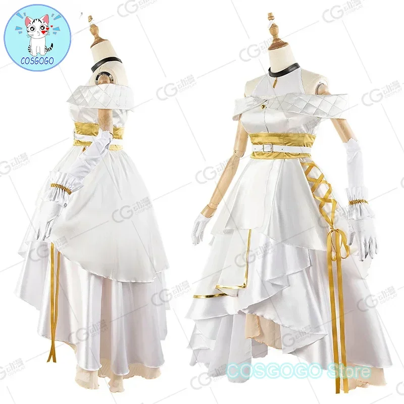 Anime Virtual YouTuber NIJISANJI Cosplay Costume 6th Anniversary Kuzuha/ kanakana / nei ponto / Hakase Fuyuki White Uniform Suit