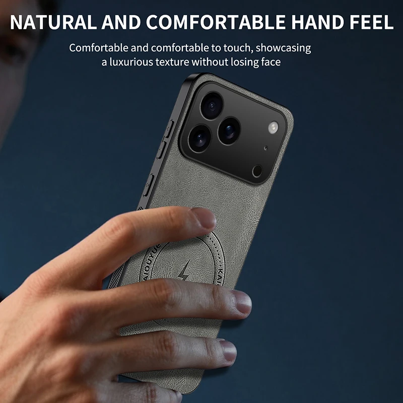 Case for Iphone 17 Pro Max Luxury PU Leather Matte Skin Protective Magnetic Magsafe Back Cover for Iphone 17pro 17 Air Shell