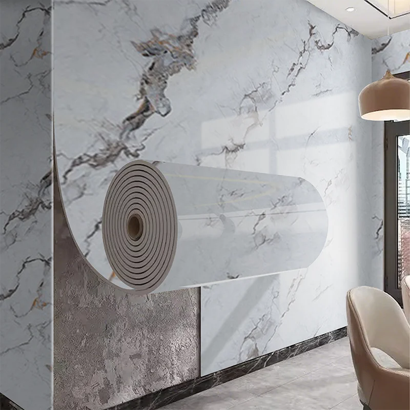Marmor-Aufkleber Selbstklebende PVC Wasserdichte Wandaufkleber Schlafzimmer Wohnzimmer TV-Hintergrund Wanddekoration Tapete – Detail 3