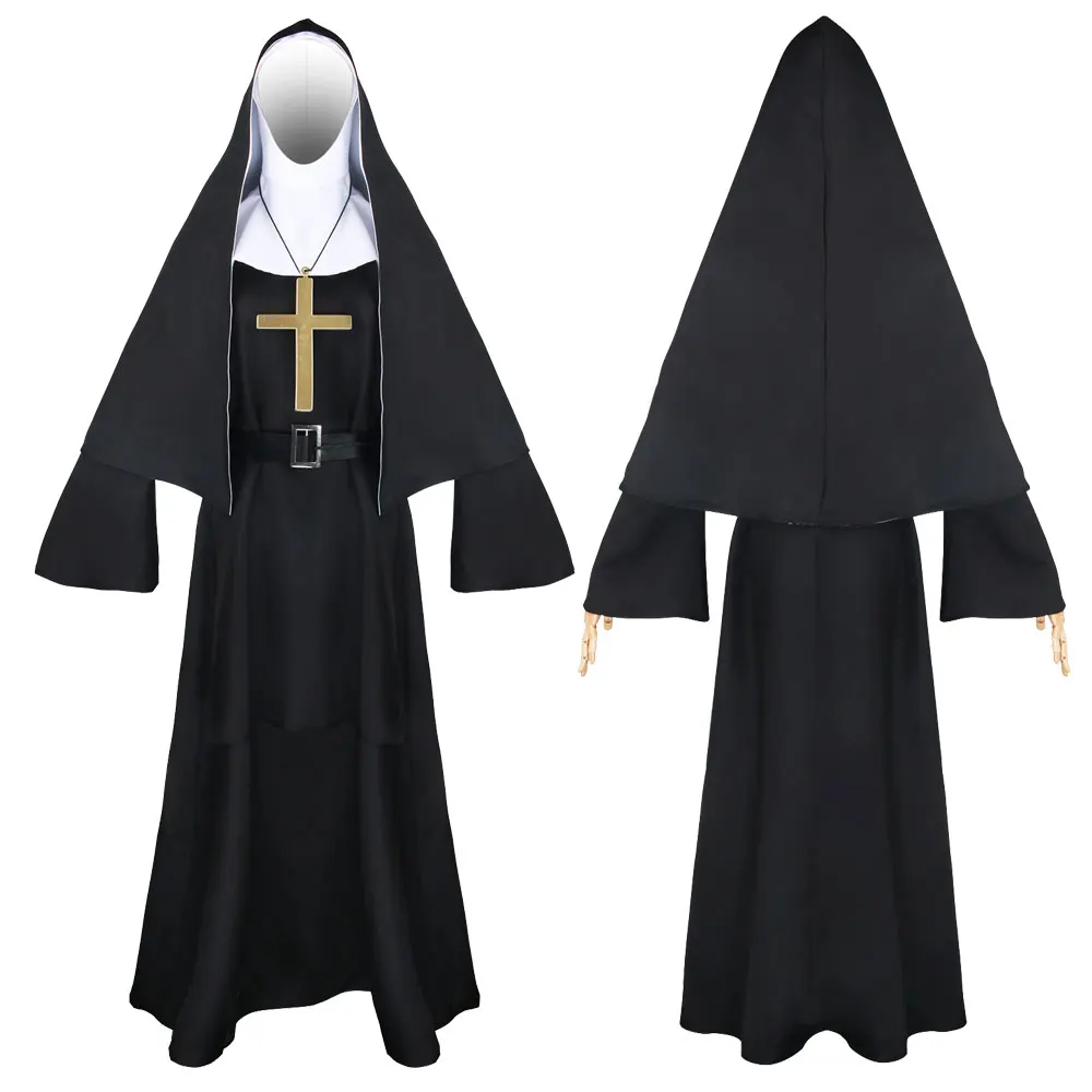 Women The Nun 2 Valak Costume Cosplay Horror Movie Role Play Halloween Outfits Party Suit