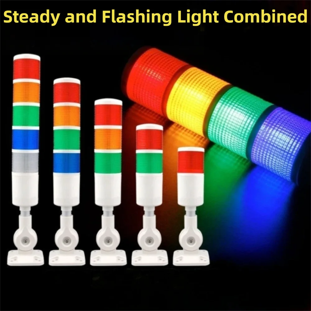 Durable 180 Rotatable Led Signal Tower Light Steady Flashing with Buzzer Led Stack Lights DC12-24V AC220V Signal Warning Lights