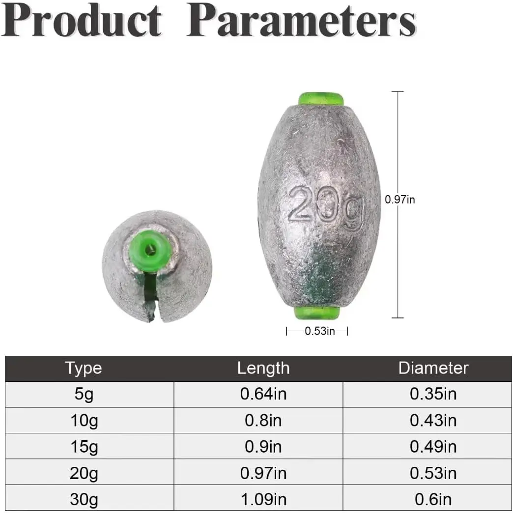 10/20pcs Egg Weights kit Split Shot Fishing Weights Assorted Set Removable Fishing Weights Salter Freshwater Drop Shot