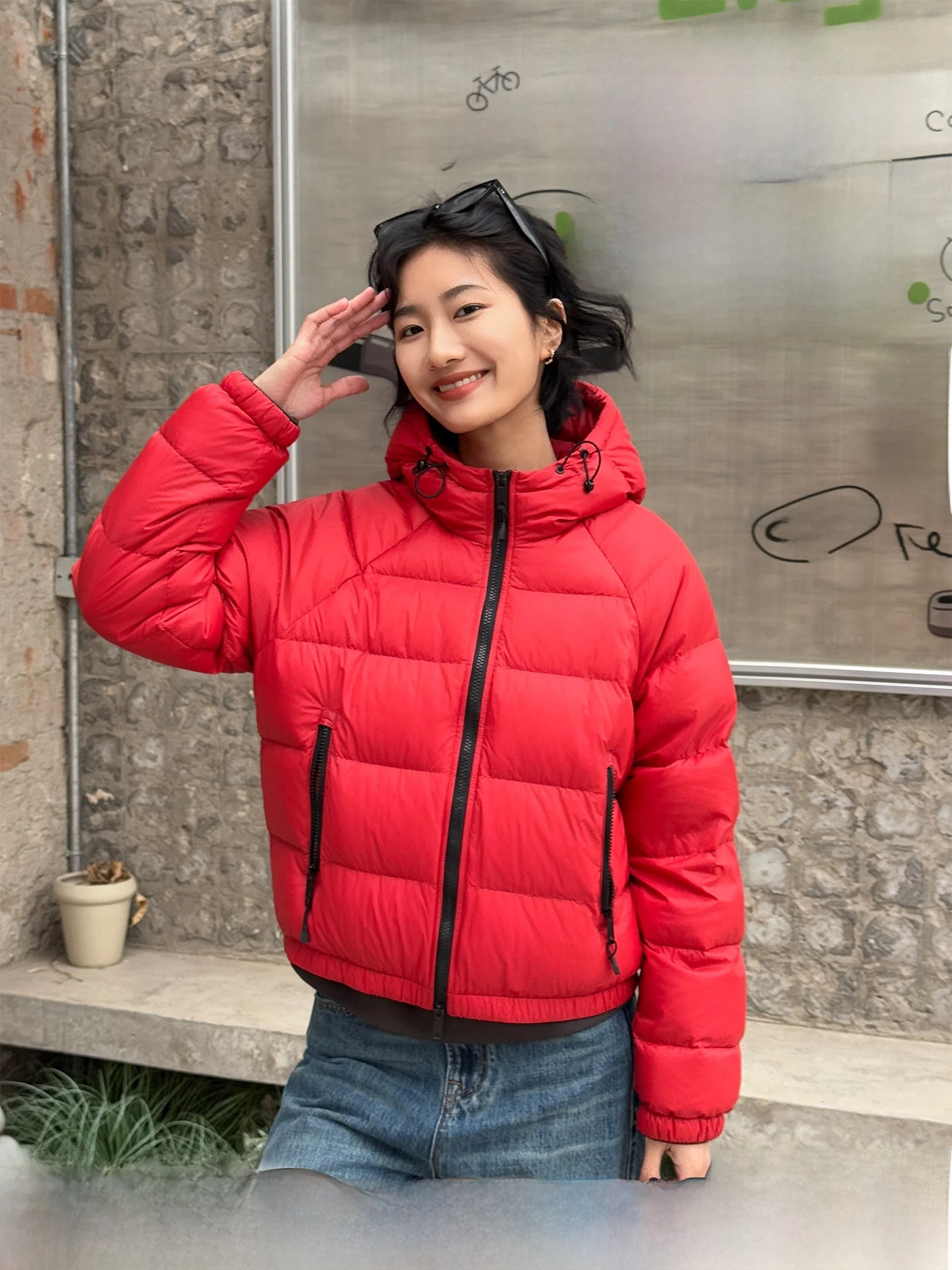 

Double-Color Fashionable Goose down Jacket Women's Lightweight Hooded Padded Coat Casual Style Regular Fit Warm Outerwear