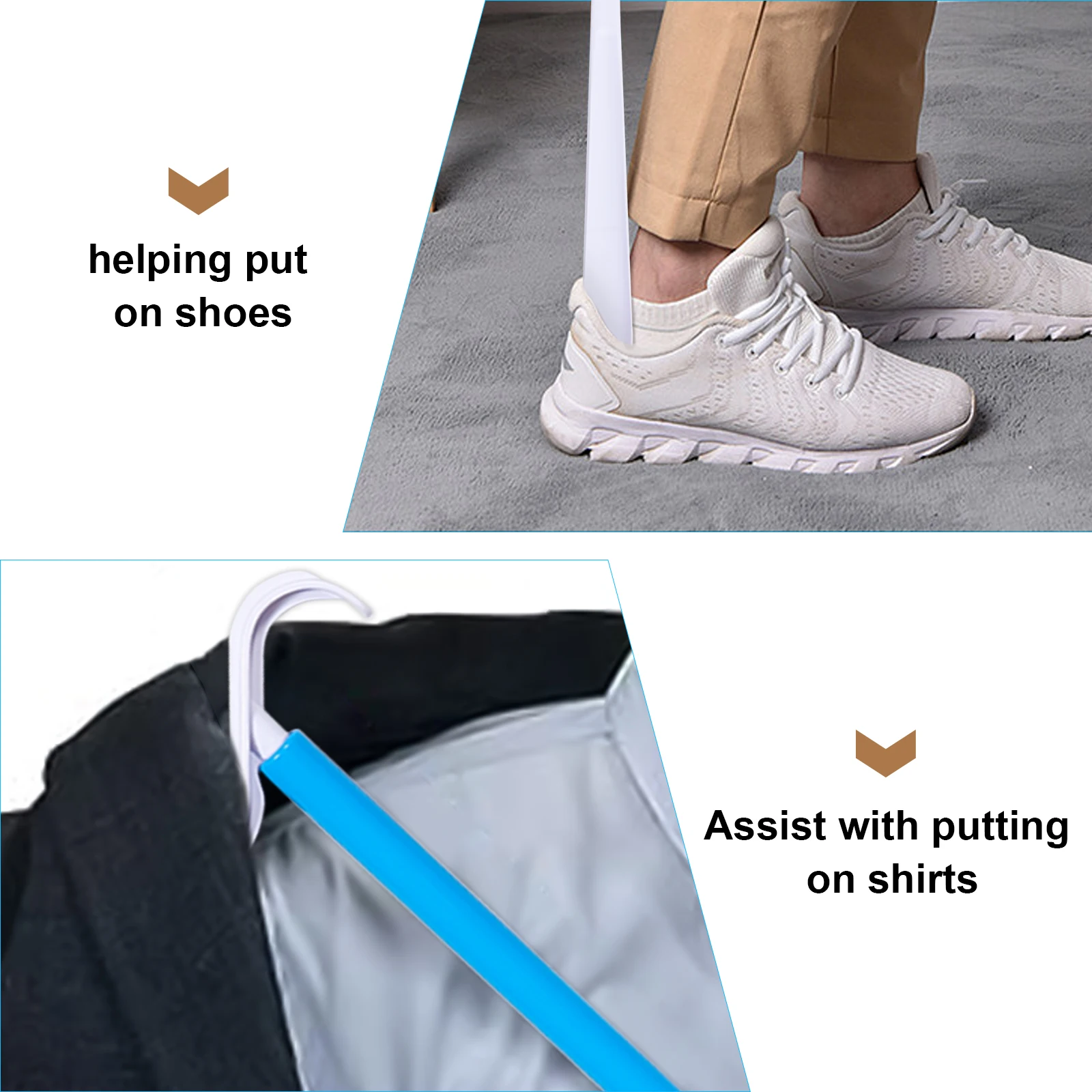 

Detachable Dressing Stick Multi-Use Shoehorn For Elderly Disabled Portable Clothing Aid Long Handle Sock Shoe Helper