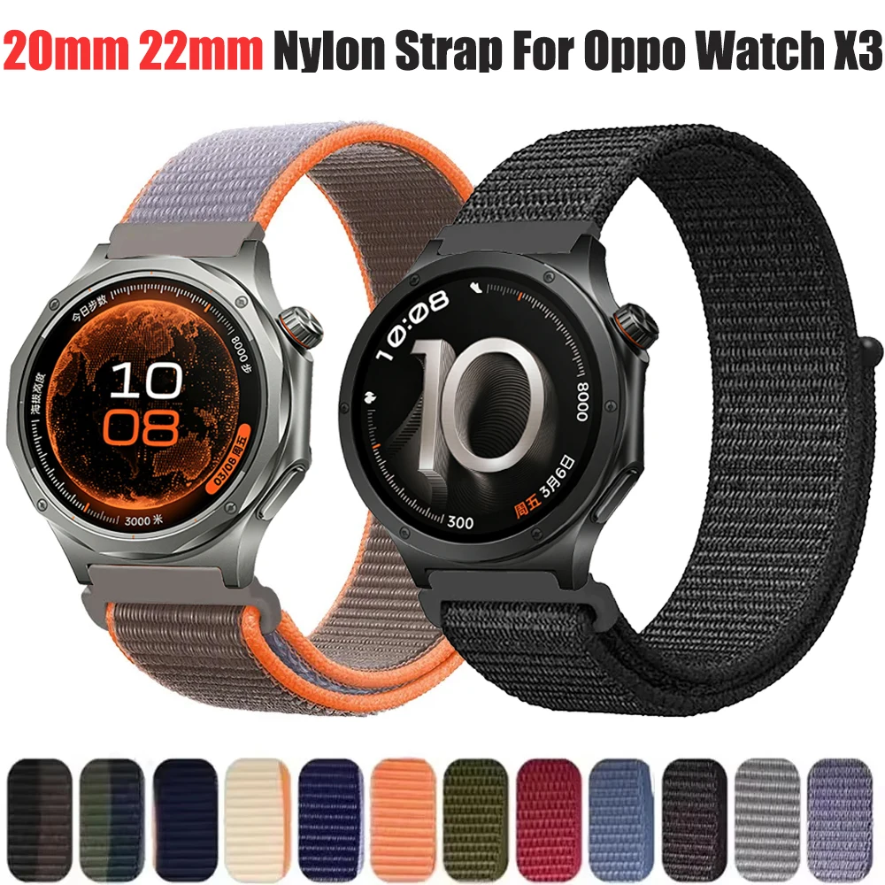 20mm 22mm Nylon Strap for Oppo Watch X3 X2 S/Oneplus Watch Lite Breathable Wristband for Amazfit Active 2/3/Max/Balance 2/Bip 6