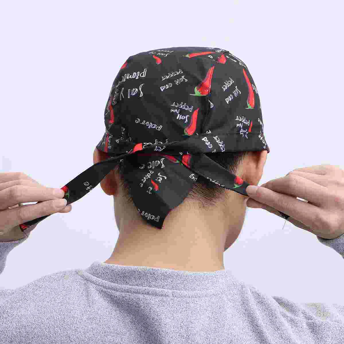 Fashion Chefs Hat Kitchen Catering Skull Ribbon Turban (Pepper Pattern)