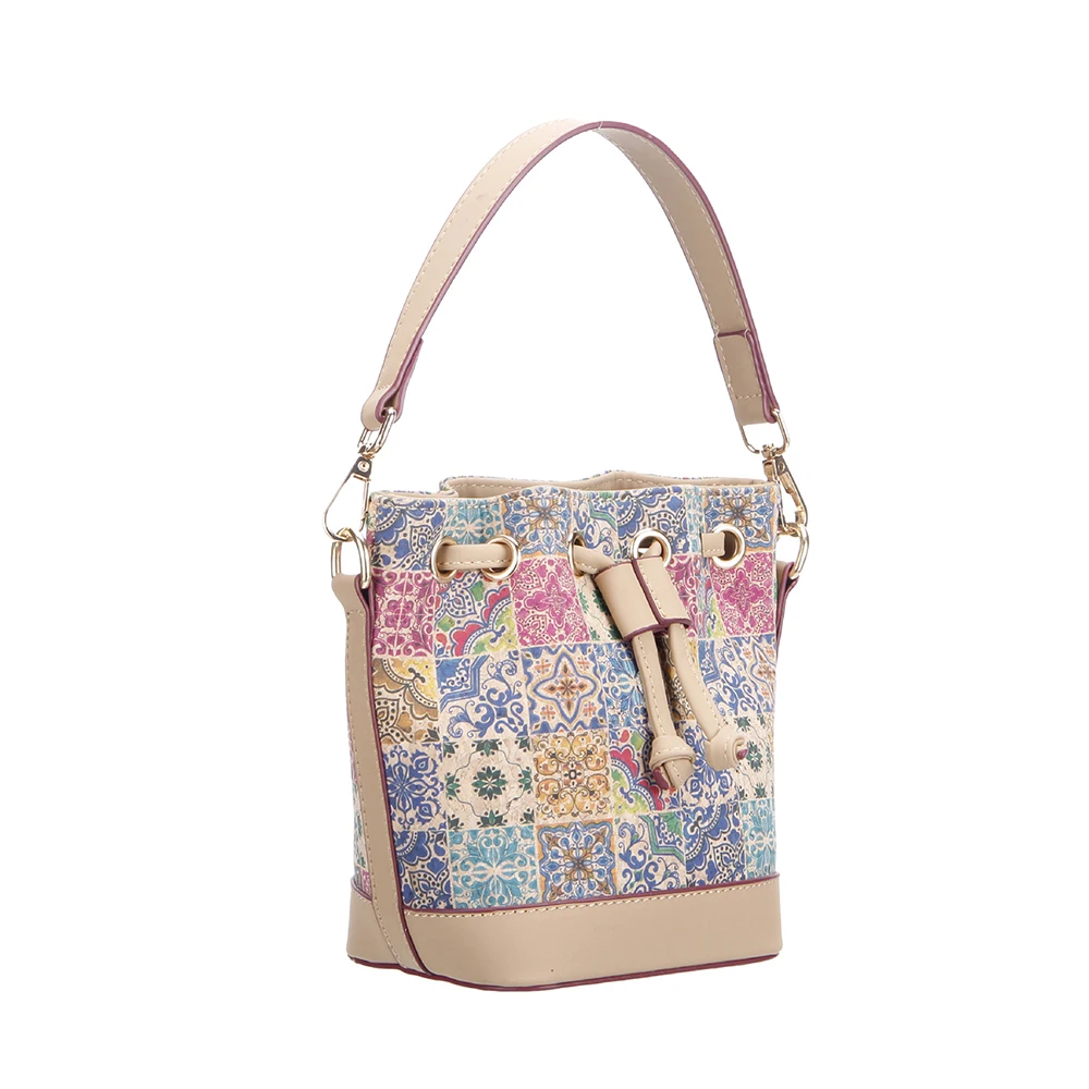 3pcsCrossbody Bags Retro Cork Leather Flower Leopard Print Bucket Shaped Multi Drawstring Shoulder Bag Low MOQ