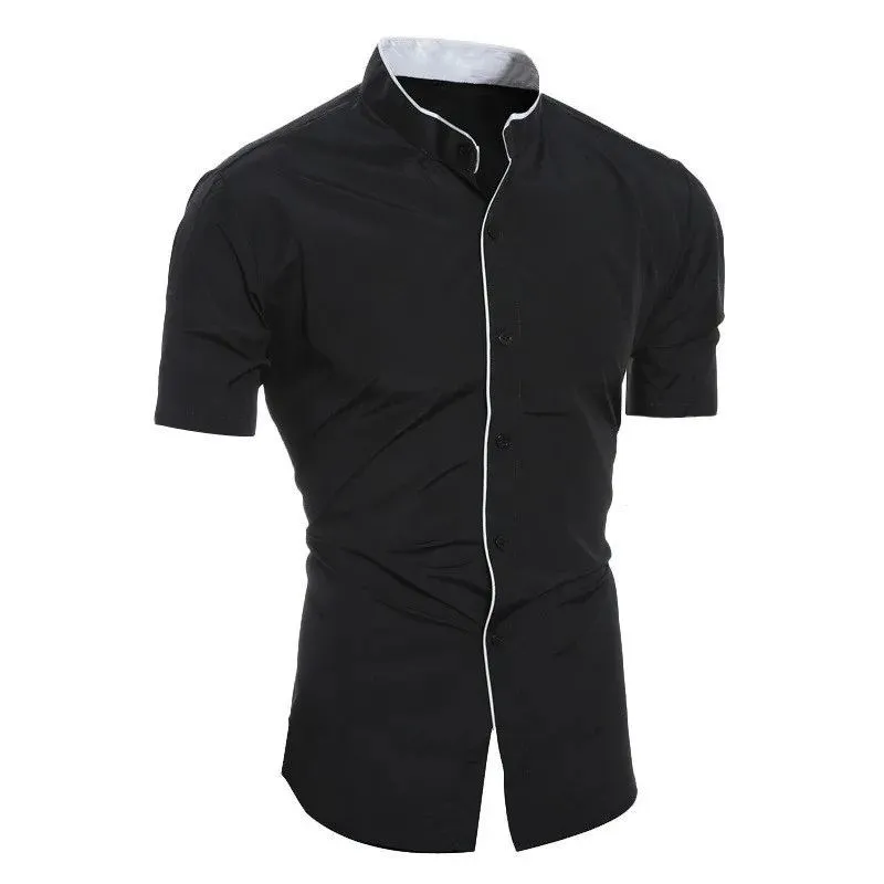 

New Men's Casual Commuting ort Sve irt Color Blo Thiened Autumn Ne Nine Points Sve Wide Fit Men's irt
