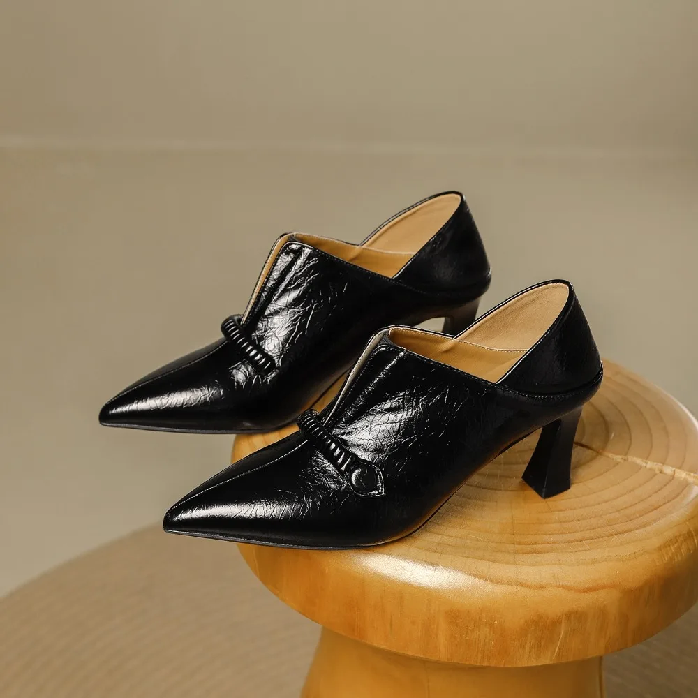 

Элегантные женские туфли на каблуке, остроконечные туфли с глубоким вырезом, женские универсальные удобные туфли из мягкой кожи для работы на высоком каблуке